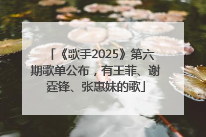 《歌手2025》第六期歌单公布，有王菲、谢霆锋、张惠妹的歌