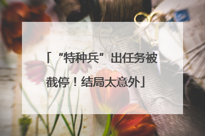 “特种兵”出任务被截停！结局太意外