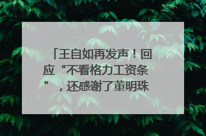 王自如再发声！回应“不看格力工资条”，还感谢了董明珠和雷军｜热财经