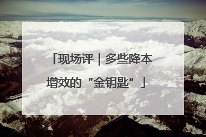 现场评｜多些降本增效的“金钥匙”