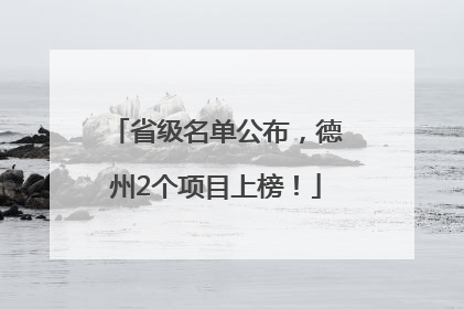 省级名单公布，德州2个项目上榜！