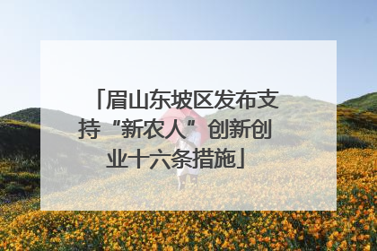 眉山东坡区发布支持“新农人”创新创业十六条措施