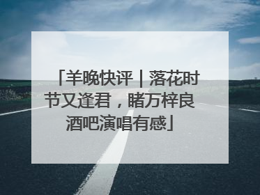 羊晚快评｜落花时节又逢君，睹万梓良酒吧演唱有感