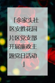 余家头社区安胜花园片区党支部开展廉政主题党日活动