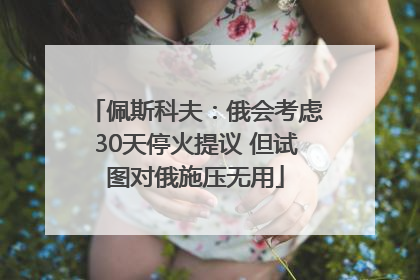 佩斯科夫：俄会考虑30天停火提议 但试图对俄施压无用