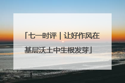 七一时评｜让好作风在基层沃土中生根发芽