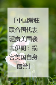 中国常驻联合国代表谴责美国袭击伊朗：损害美国自身信誉