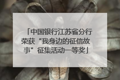 中国银行江苏省分行荣获“我身边的征信故事”征集活动一等奖