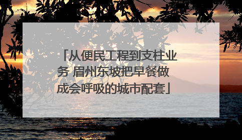 从便民工程到支柱业务 眉州东坡把早餐做成会呼吸的城市配套