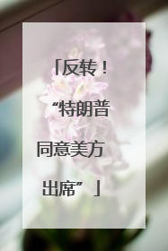 反转！“特朗普同意美方出席”