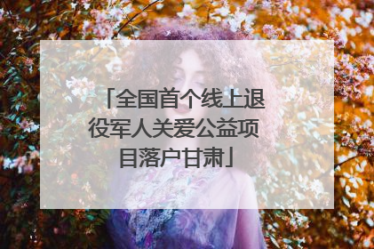全国首个线上退役军人关爱公益项目落户甘肃