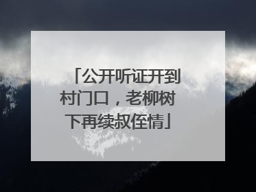 公开听证开到村门口，老柳树下再续叔侄情