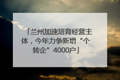 兰州加速培育经营主体，今年力争新增“个转企”4000户