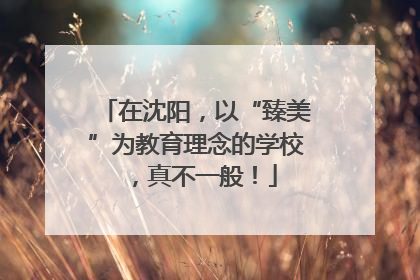 在沈阳，以“臻美”为教育理念的学校，真不一般！