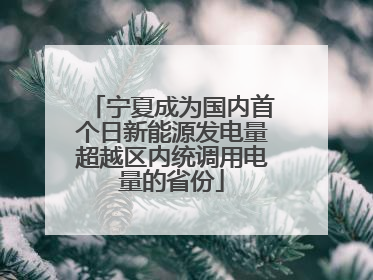 宁夏成为国内首个日新能源发电量超越区内统调用电量的省份
