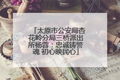太原市公安局杏花岭分局三桥派出所杨蓉：忠诚铸警魂 初心映民心
