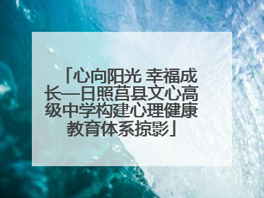 心向阳光 幸福成长—日照莒县文心高级中学构建心理健康教育体系掠影