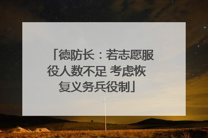 德防长：若志愿服役人数不足 考虑恢复义务兵役制