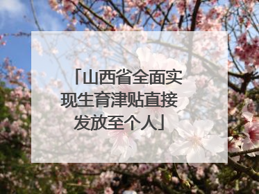 山西省全面实现生育津贴直接发放至个人