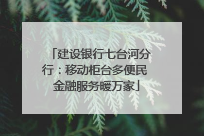 建设银行七台河分行：移动柜台多便民 金融服务暖万家