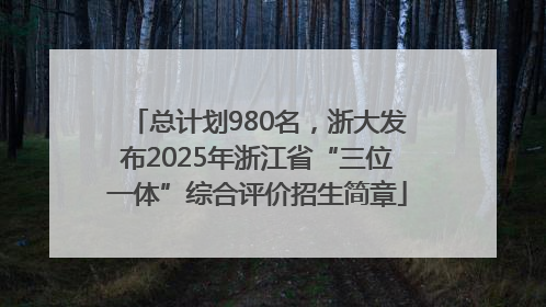 总计划980名，浙大发布2025年浙江省“三位一体”综合评价招生简章