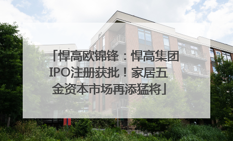 悍高欧锦锋：悍高集团IPO注册获批！家居五金资本市场再添猛将