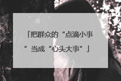 把群众的“点滴小事”当成“心头大事”
