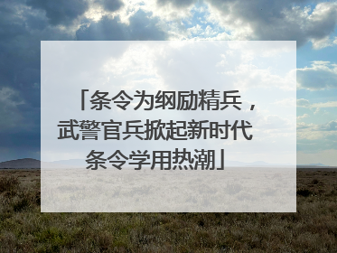 条令为纲励精兵，武警官兵掀起新时代条令学用热潮