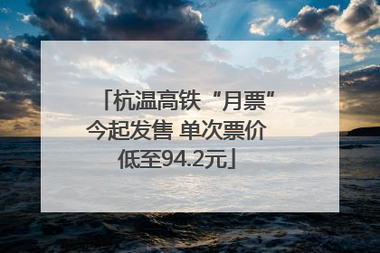 杭温高铁“月票”今起发售 单次票价低至94.2元