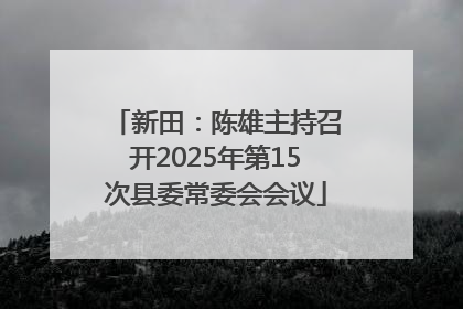 新田：陈雄主持召开2025年第15次县委常委会会议