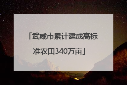 武威市累计建成高标准农田340万亩
