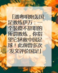潘粤明炮轰国足教练伊万：一个装傻不辞职的所谓教练，你指望它拯救中国足球！此前曾多次发文评价国足