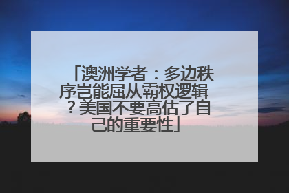 澳洲学者：多边秩序岂能屈从霸权逻辑？美国不要高估了自己的重要性