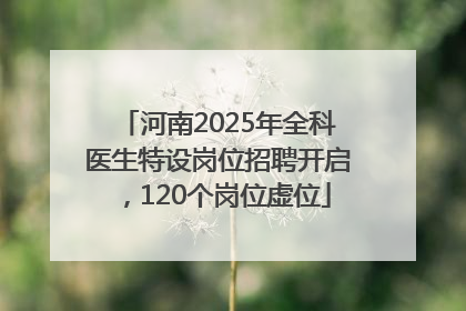 河南2025年全科医生特设岗位招聘开启，120个岗位虚位