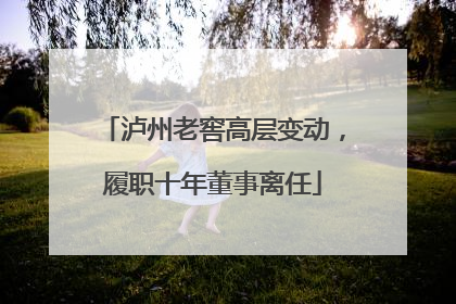 泸州老窖高层变动，履职十年董事离任