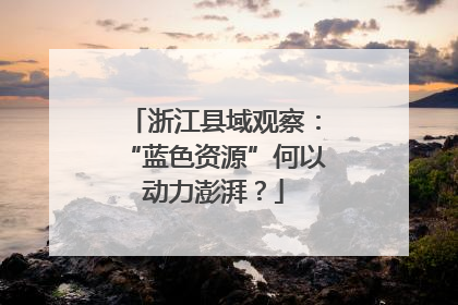 浙江县域观察：“蓝色资源”何以动力澎湃？