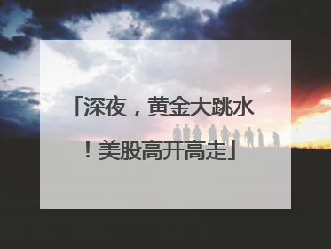 深夜，黄金大跳水！美股高开高走