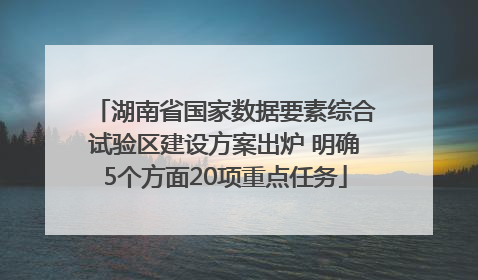 湖南省国家数据要素综合试验区建设方案出炉 明确5个方面20项重点任务