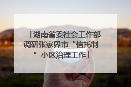 湖南省委社会工作部调研张家界市“信托制”小区治理工作