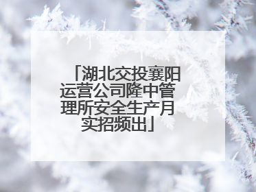 湖北交投襄阳运营公司隆中管理所安全生产月实招频出