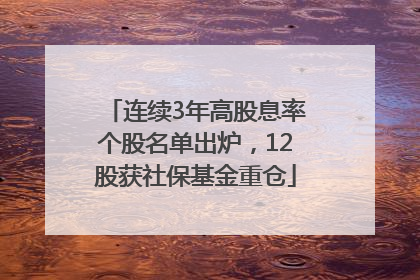 连续3年高股息率个股名单出炉，12股获社保基金重仓