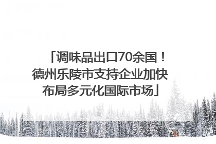 调味品出口70余国！德州乐陵市支持企业加快布局多元化国际市场