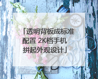 透明背板成标准配置 2K档手机拼起外观设计