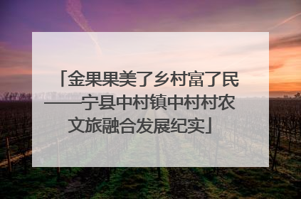 金果果美了乡村富了民——宁县中村镇中村村农文旅融合发展纪实
