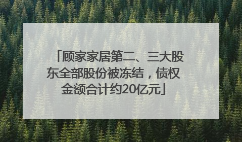 顾家家居第二、三大股东全部股份被冻结，债权金额合计约20亿元