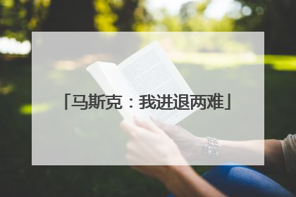 马斯克：我进退两难