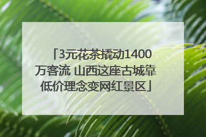 3元花茶撬动1400万客流 山西这座古城靠低价理念变网红景区