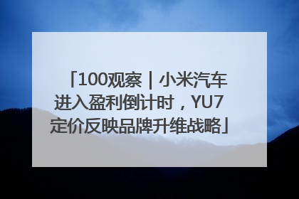 100观察｜小米汽车进入盈利倒计时，YU7定价反映品牌升维战略